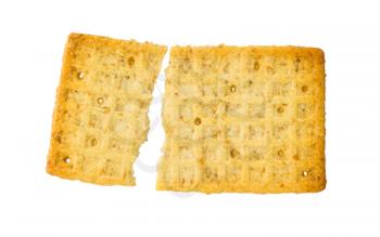 Broken cracker isolated on a white background