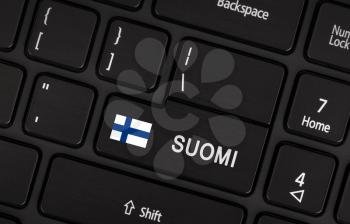 Enter button with flag Finland - Concept of language (learning or translate)