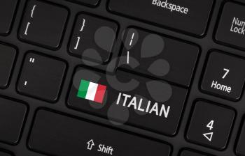 Enter button with flag Italy - Concept of language (learning or translate)