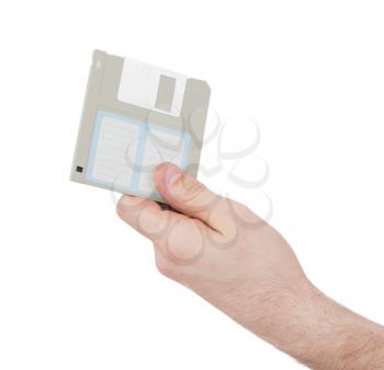 Floppy Disk - Tachnology from the past, isolated on white - empty label