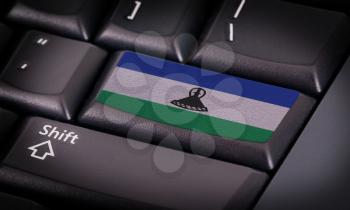 Flag on button keyboard, flag of Lesotho