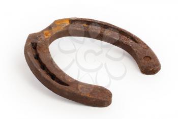 Old rusty horseshoe, isolated on a white background