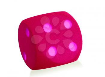 Large pink foam dice isolated on white set - 4