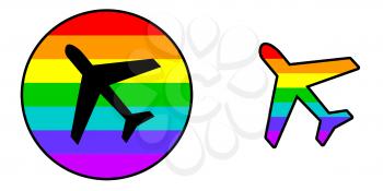 Statement flag - Airplane isolated on white - Rainbow flag