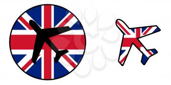 Nation flag - Airplane isolated on white - United Kingdom