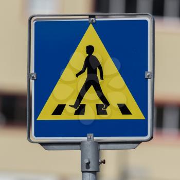 Vintage pedestrian transit traffic sign in Iceland (abandoned USAF air base)
