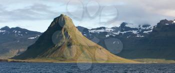 Kirkjufell, Snaefellsnes peninsula - View from the water, sunset