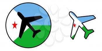 Nation flag - Airplane isolated on white - Djibouti