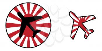 Nation flag - Airplane isolated on white - Japan