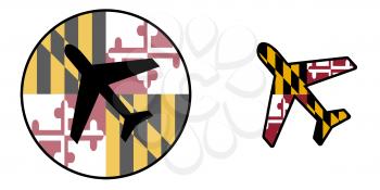 Nation flag - Airplane isolated on white - Maryland