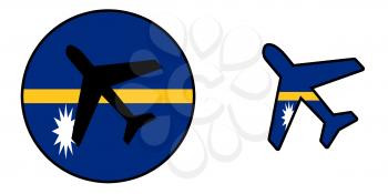Nation flag - Airplane isolated on white - Nauru