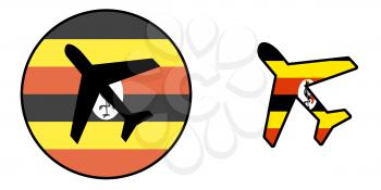 Nation flag - Airplane isolated on white - Uganda