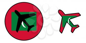 Nation flag - Airplane isolated on white - Maldives