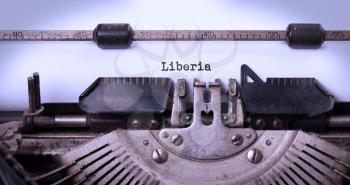 Inscription made by vinrage typewriter, country, Liberia