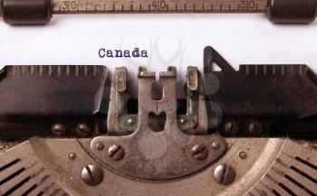 Inscription made by vinrage typewriter, country, Canada
