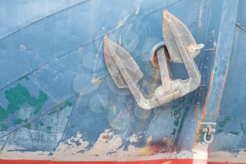 Old dutch ship with anchor, selective focus