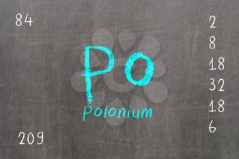 Isolated blackboard with periodic table, Polonium, Chemistry