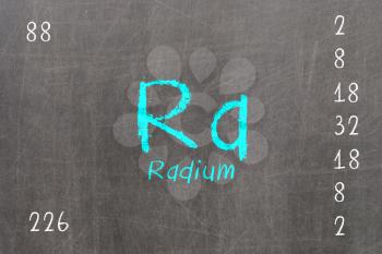 Isolated blackboard with periodic table, Radium, Chemistry