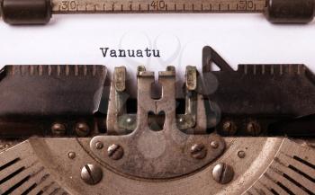 Inscription made by vintage typewriter, country, Vanuatu