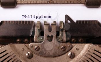 Inscription made by vintage typewriter, country, Philippines