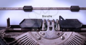 Inscription made by vinrage typewriter, country, Nauru