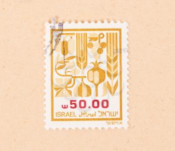 ISRAEL - CIRCA 1970: A stamp printed in Israel shows several crops, circa 1970