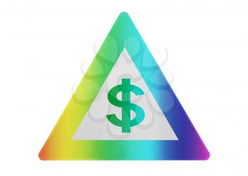 Traffic sign isolated - Dollar sign - Rainbow colored