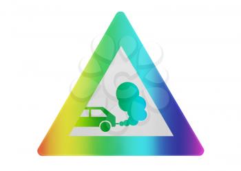 Traffic sign isolated - Exhaust fumes - Rainbow colored