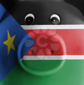 Ceramic piggy bank with painting of national flag, South Sudan