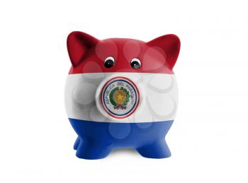 Ceramic piggy bank with painting of national flag, Paraguay