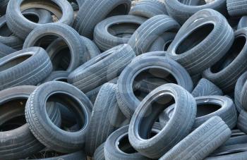 Pile of tires in Greece - Old and worn