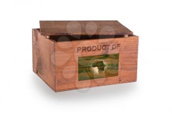 Wooden crate isolated on a white background, product of African Union