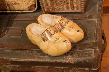Dutch wooden shoes in a very old house