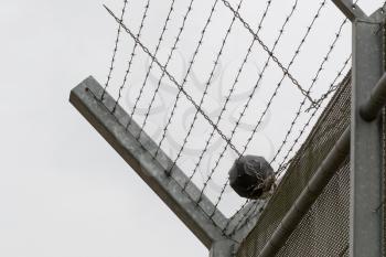 Fence around restricted area, old jail in the Netherlands - Football