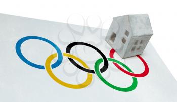 Small house on a flag - Olympic Rings
