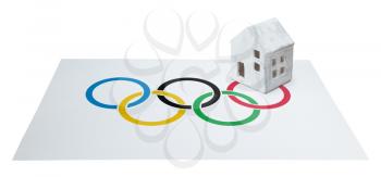 Small house on a flag - Flag of the olympic games