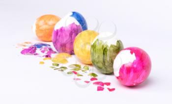 Painted eggs, easter - Isolated on a white background