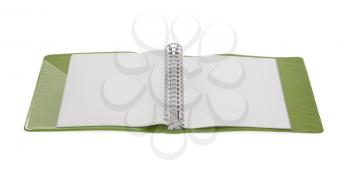Old green ring binder isolated on a white background