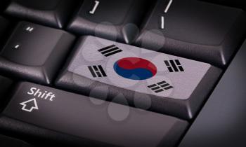 Flag on button keyboard, flag of South Korea