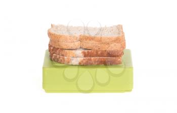 Simple old lunch box isolated on a white background