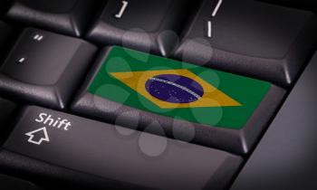 Flag on button keyboard, flag of Brazil