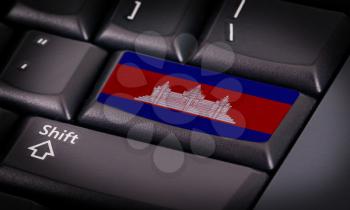 Flag on button keyboard, flag of Cambodia