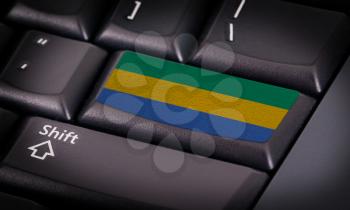 Flag on button keyboard, flag of Gabon