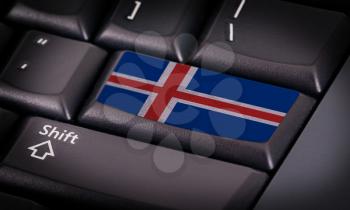 Flag on button keyboard, flag of Iceland