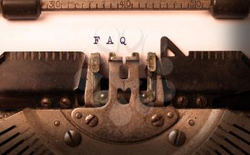 Vintage inscription made by old typewriter, FAQ