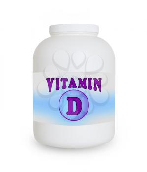 Vitamin D container, isolated on a white background