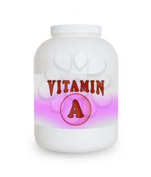 Vitamin A container, isolated on a white background