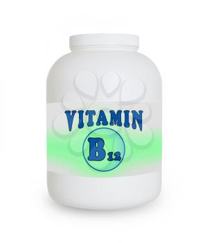 Vitamin B12 container, isolated on a white background
