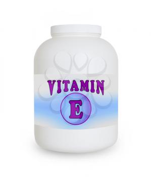 Vitamin E container, isolated on a white background