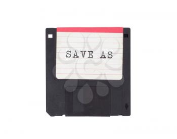 Floppy disk, data storage support, isolated on white - Save as